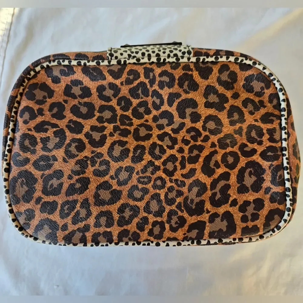 Nicole Miller Leopard Print Train Case with Gold Accents
